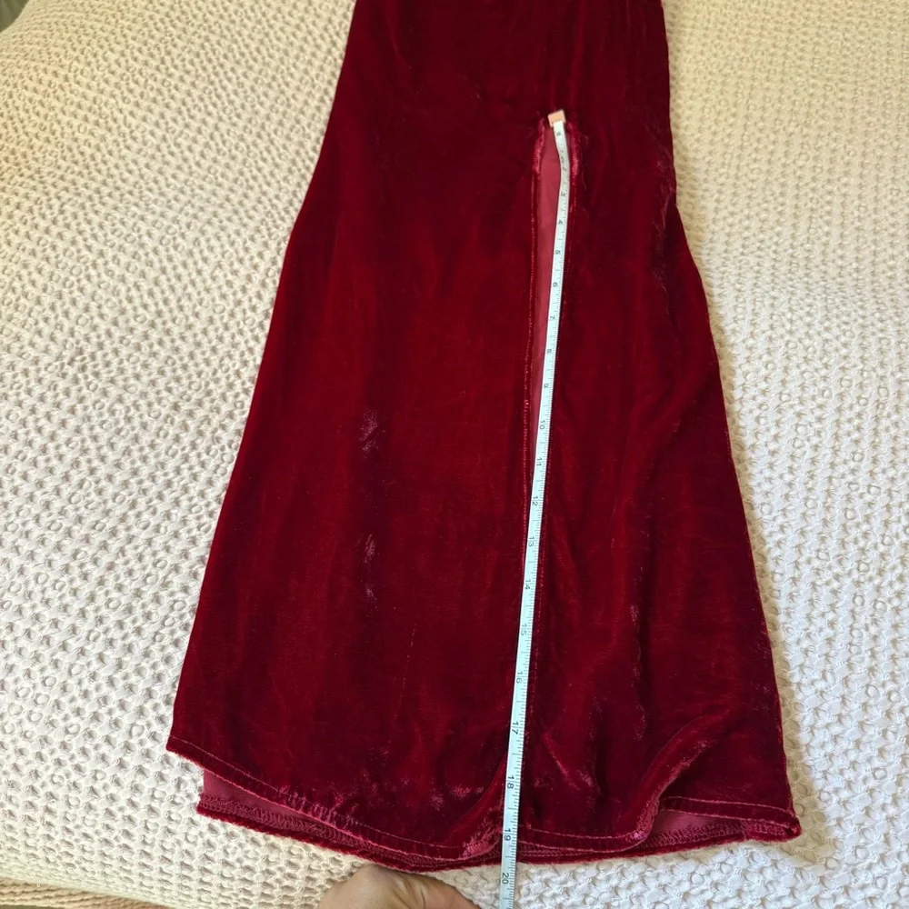 Reformation Crimini Velvet Midi Dress Red Slit Holiday Cocktail Dress S - Picture 8 of 11